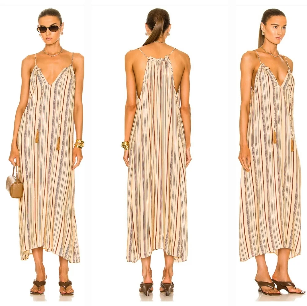 Natalie Martin Marlien Maxi Dress in Thin Stripe Cocoa Butter - Picture 11 of 11